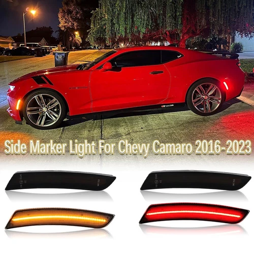 4x LED Side Marker Lights Amber & Red For 2016-2023 Chevy Camaro SS LT LS ZL1 RS