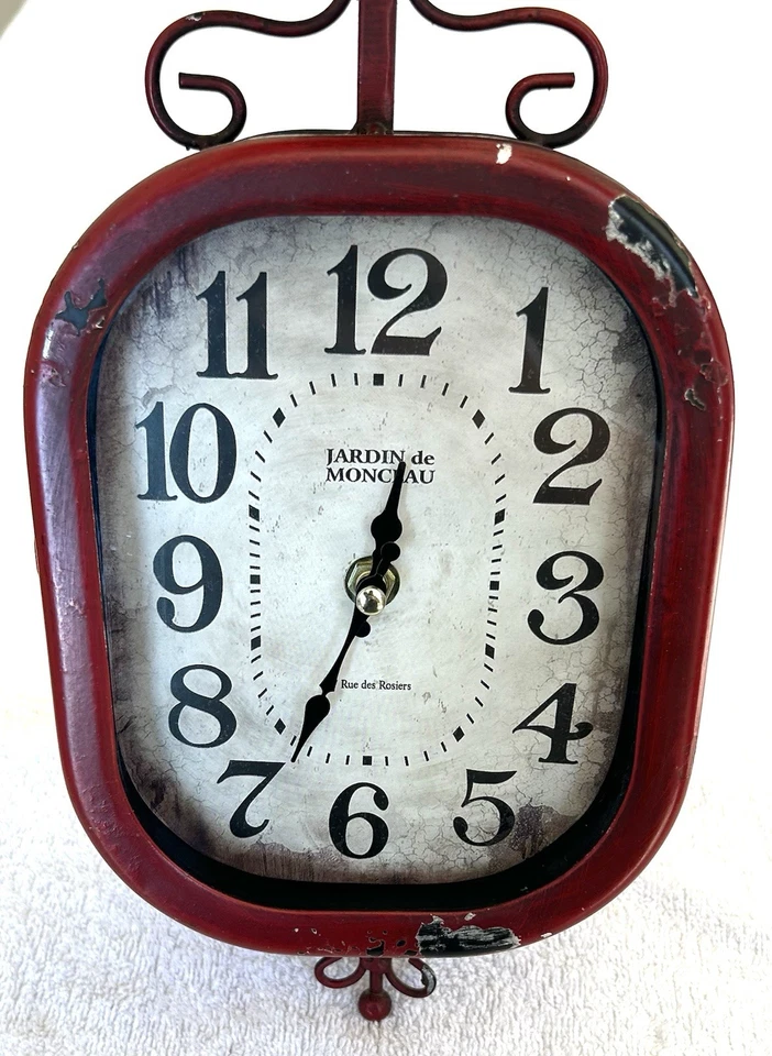 Barrel Shack Amelie - Reloj de pared colgante hecho a mano rojo dos caras de reloj Foto 4 de 4