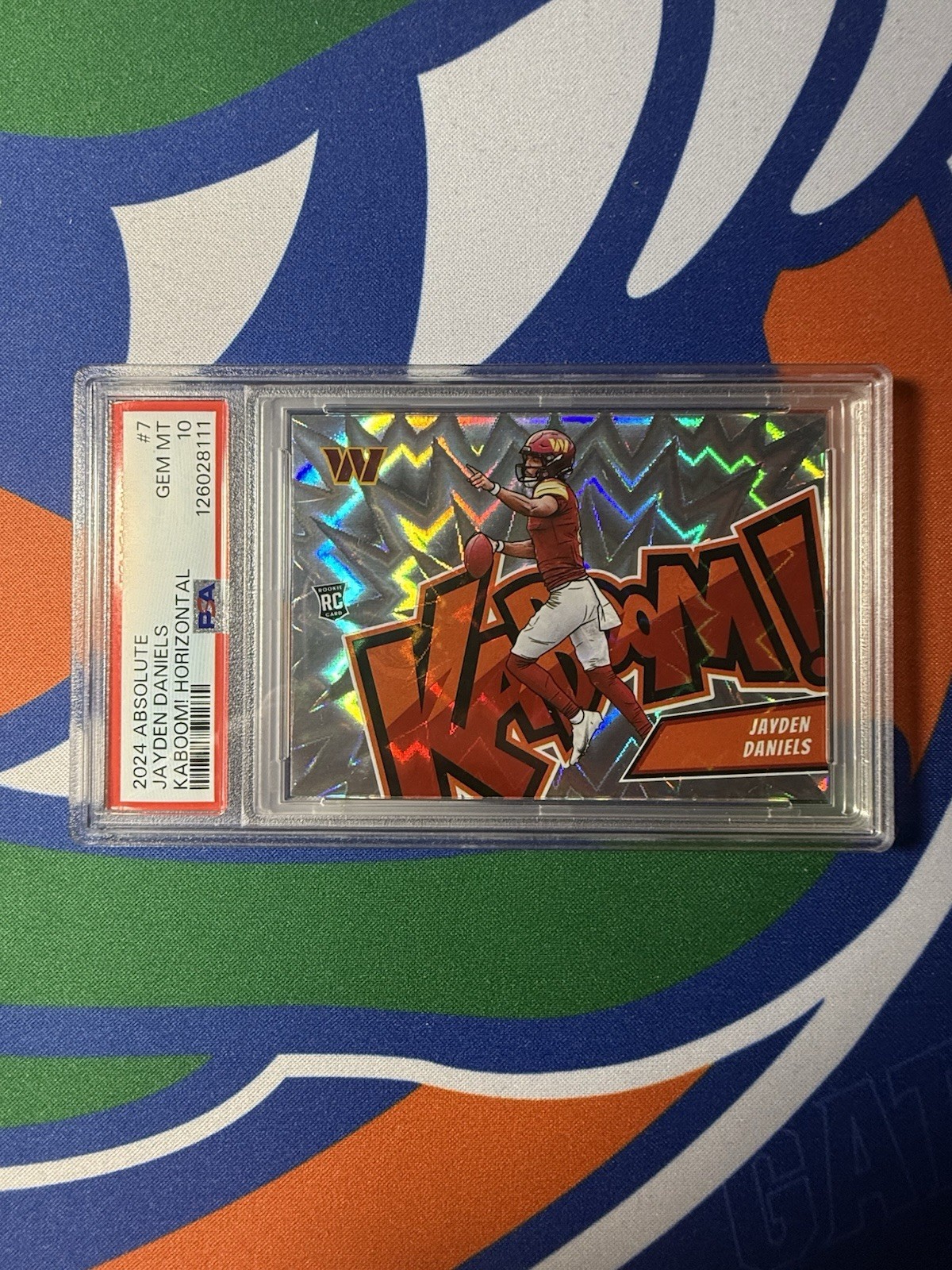 2024 Panini Absolute Jayden Daniels Kaboom Horizontal RC #7 SSP PSA 10