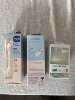 MAM & Olababy Baby Bottle Bundle New In Box 4oz 11oz Fast Slow Flow Lot of 3