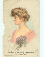 Pre-Linen Slight Risque Interest PRETTY GIRL IN PINK DRESS : clearance AB7451