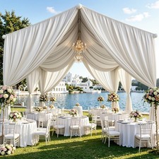 50x20ft Light Beige Ceiling Drapes, 10 60"W x 240"L Pack of 10 ,