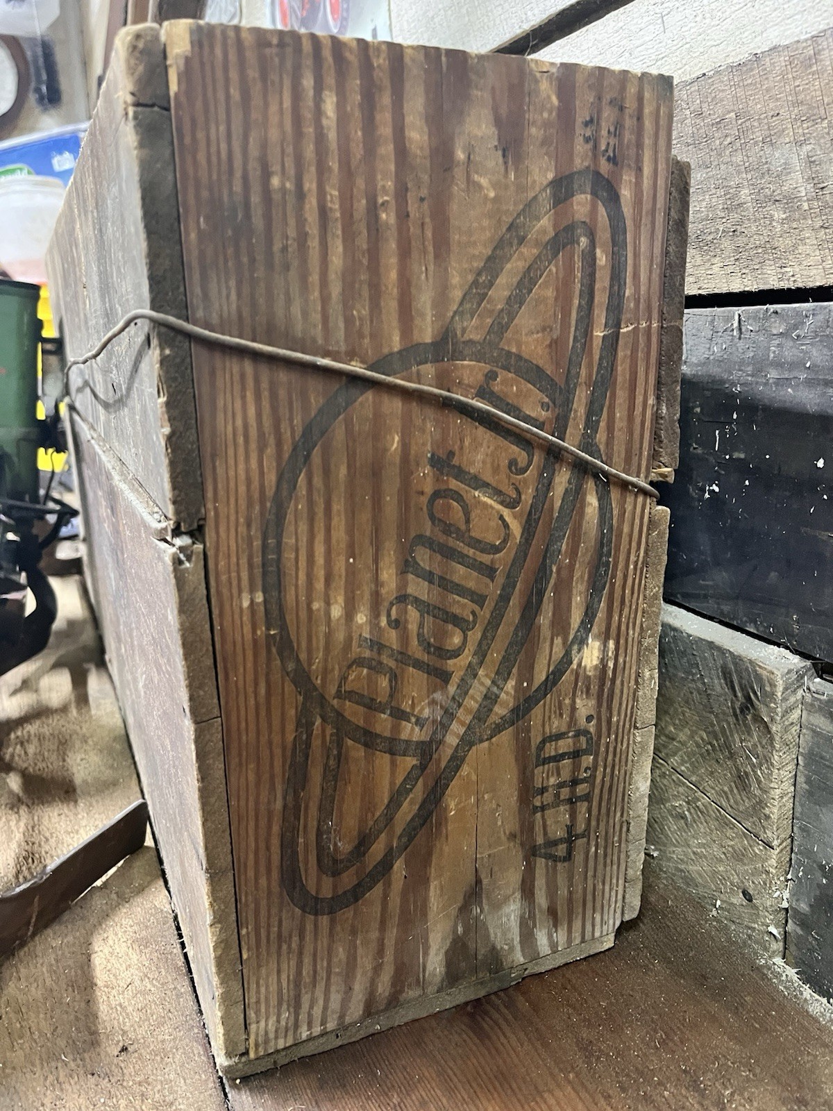 Planet Jr No.4 Seeder & Cultivator W/ Orig Wood Box, Plow, Leaf Lifter and More!