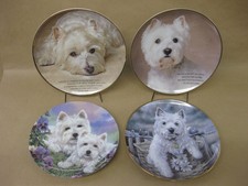 4 West Highland Terrier Porcelain Plates Danbury Mint Westies Display Wall Plate