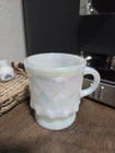 Rare Vintage Mug Fire King Kimberly Opalescent Clear Anchor Hocking Milk Glass