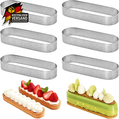 Edelstahl Tarte-Ringe Set 6 Stück oval hitzebeständig für Desserts und Kuchen