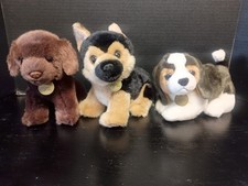 Aurora Miyoni Plush Realistic Puppy Dog Lot Of 3 G Shepard Choc Lab Beagle