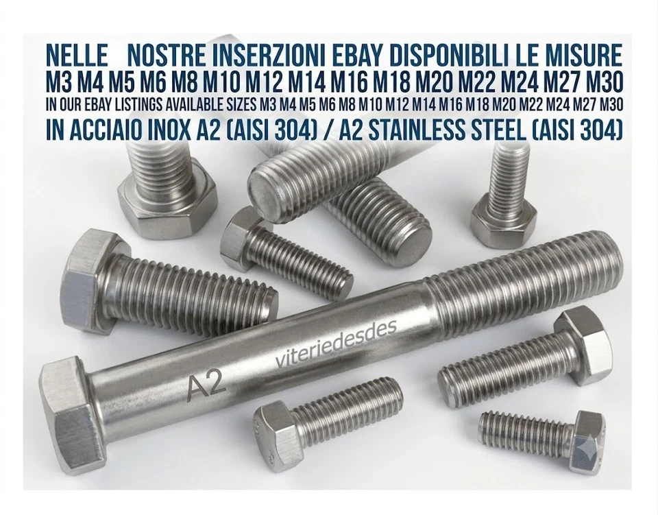Vis Boulon Inox Tête Hexagonale TH M18 M20 M22 M24 M27 M30 Pas Gros / Longueur - Photo 2/4