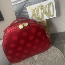 ESTEE LAUDER PolkaDot RED LogoZip Around DOME Makeup Storage Organizer Case NWOT