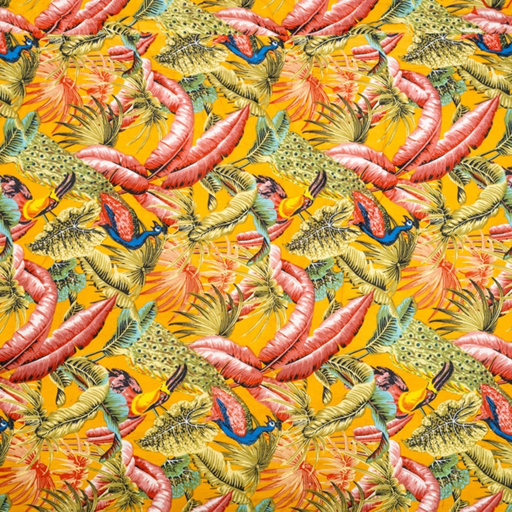 Tropical Paradise Cotton Quilt Set &ndash; Birds of Paradise in Sunset Hues