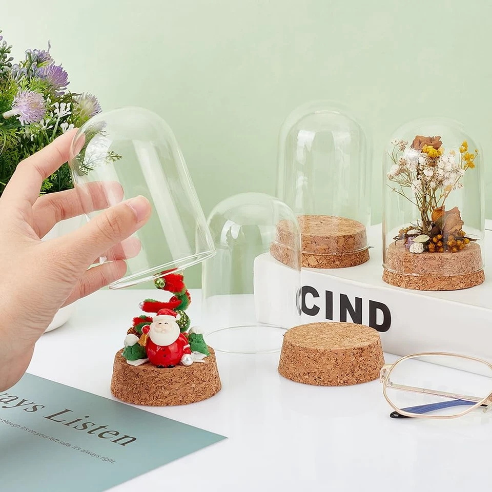 PandaHall 4pcs Glass Display Dome Cloche Bell Jar with Cork Small Glass Bottl... - Image 3 of 4