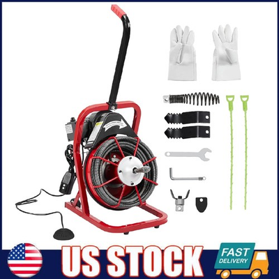 #ad Drain Cleaner Machine 50FT x 3 8 Inch Electric Drain Auger for 1 to 4 Inch Pipe $198.54