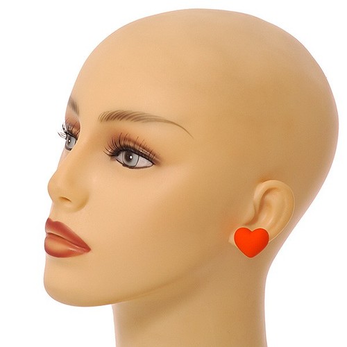 Star/Heart/Diamond Shaped Orange Matte Acrylic Stud Earrings - Set Of 3 Pairs - Picture 6 of 6