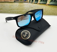Ray-Ban RB4165 Justin Sunglasses Polarized Blue Lens Matte Black Frame 54mm Men 2