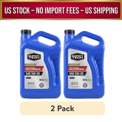 (2 pack) Super Tech High Mileage Full Synthetic SAE 5W-30 Motor Oil, 5 Quarts