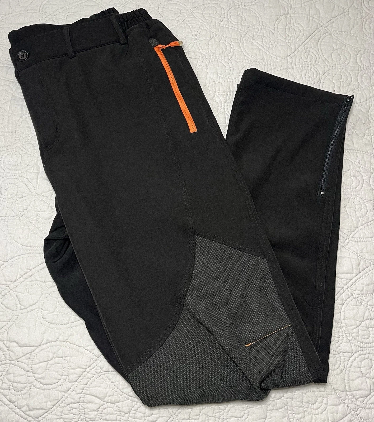 Gash Hao Snow Pants Mens Size 38X33 Black Softshell Waterproof Fleece Lined