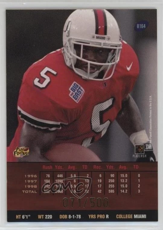 1999 Playoff Prestige SSD Spectrum Gold /500 Edgerrin James #B164 Rookie RC HOF - Image 2 of 2