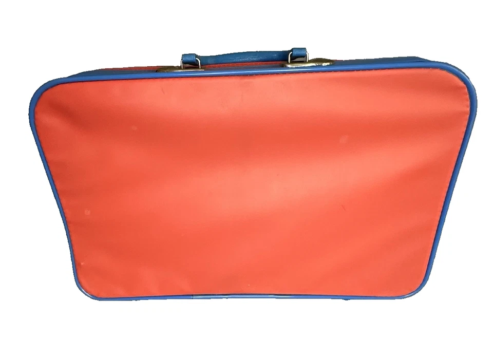 vtg 1985-86 SANRIO CHUM TEDDY BEAR KIDS red blue zipper suitcase 10.5"x17"x4.5" - Image 3 of 4