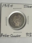 1915-S Barber Vintage SILVER Quarter Toning San Francisco Mint Antique Coin