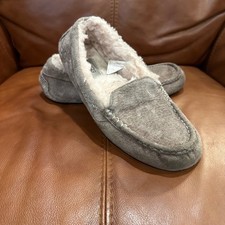 UGG Ansley Moccasin Slippers Women Grey Suede Shearling Lined Comfort Cozy 9