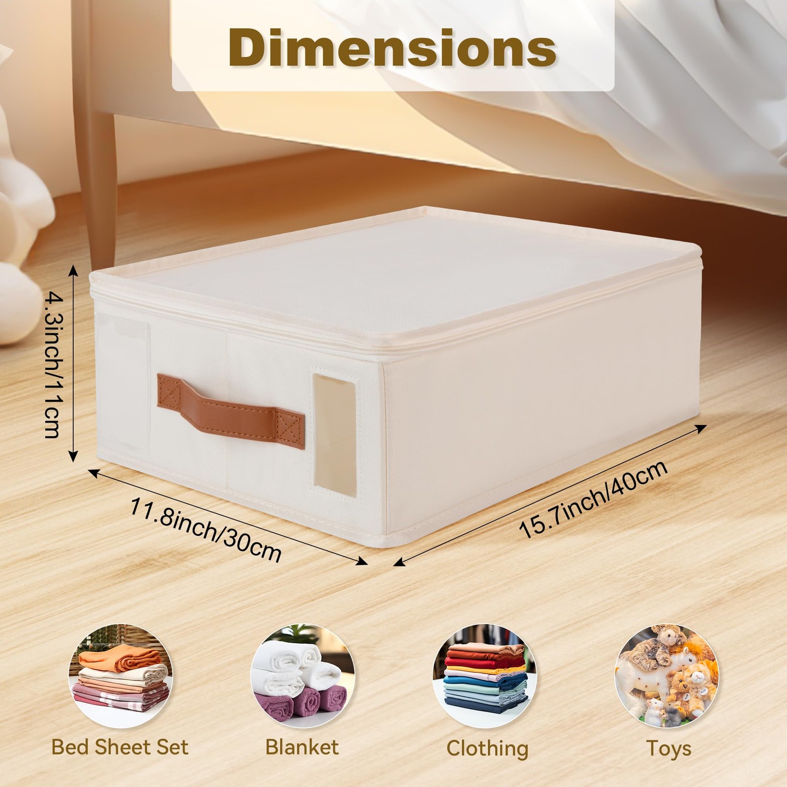 Bed Organizer 4 Pack - No Insects Entry Organizers and Storage with Zipper, L...