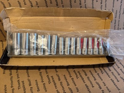 Mac Tools Mac Edge 3/8 Inch Drive Nonslip Deep Socket Set 6-19mm (SXDGM146BR)