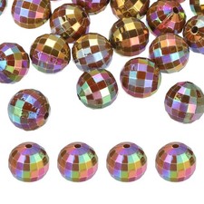 Disco Ball Beads, 50 Pcs 16mm Reflective Round Acrylic, Coffee