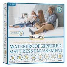 Twin XL Size 39x80” Premium Waterproof Zippered Mattress Encasement, 100% Cot...