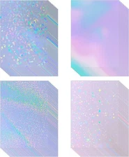 36 Sheets Holographic Sticker Paper 8.5" x11'' Waterproof Clear Vinyl Sticker Sh