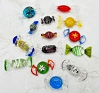 14 Vintage MCM Colorful Hand Blown Murano Style Art Glass Wrapped Candy Pieces