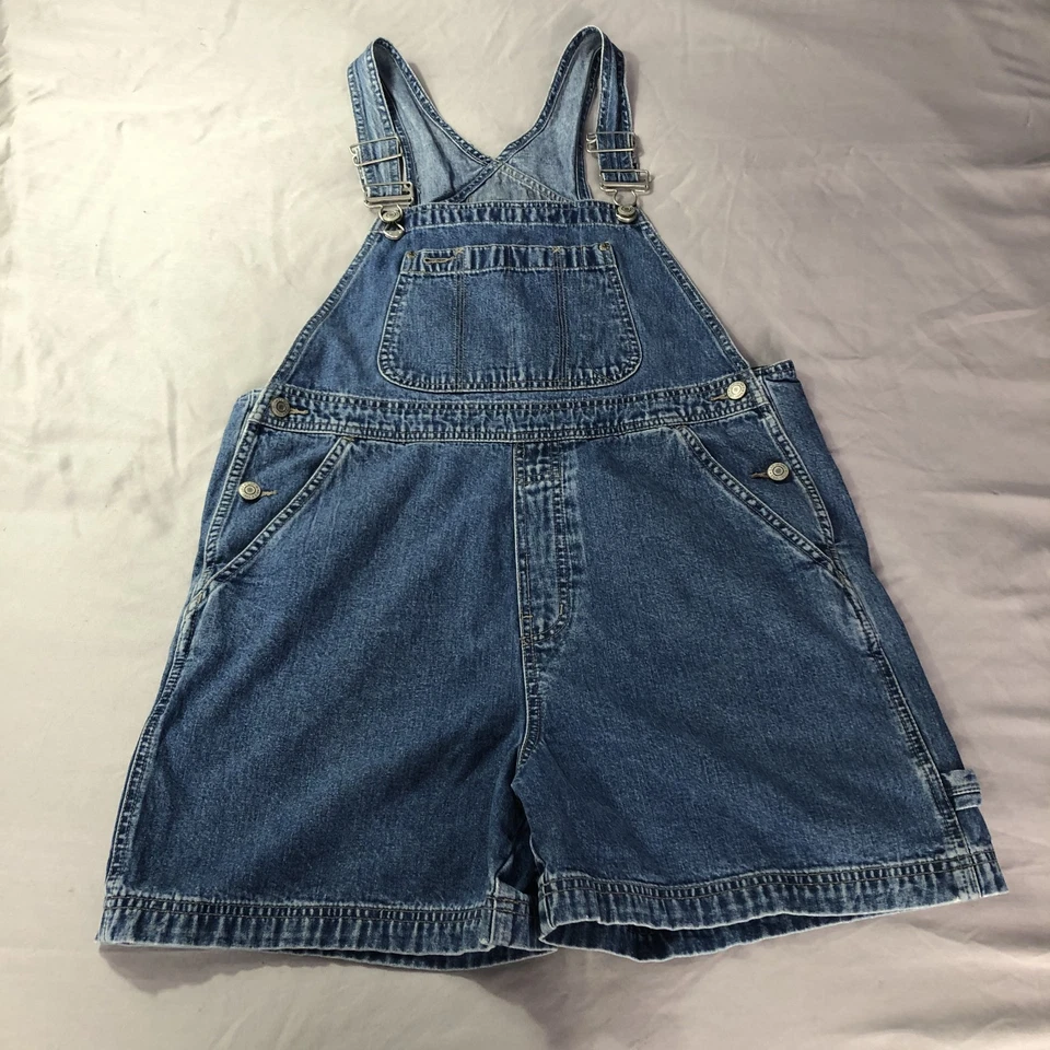 VTG GAP Womens Overall Shorts Size Medium Denim Carpenter 90s/2000s Y2K Grunge - Image 2 of 4