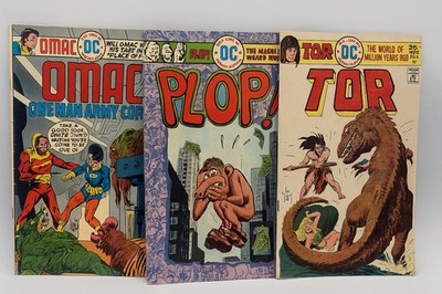 Lot of 3 DC Bronze Age Comics   OMAC #8, Plop! #18, Tor #4 (1975, 25¢)