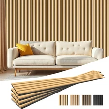 4-Piece Acoustic Wood Wall Panels for Wall and Ceiling, 3D Fluted Soundproof ...