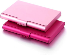 2 Pack Business Card Holder Case, Aluminum Alloy Metal Business Card Case, Slim