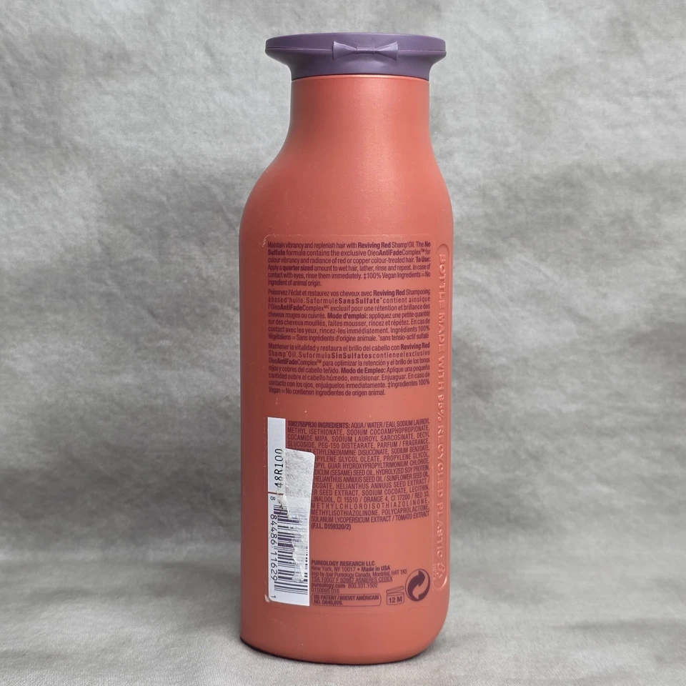 PUREOLOGY Color Care Reviving Red Reflective Shampoo Shamp'Oil 8.5oz HTF, NEW - Image 2 of 2