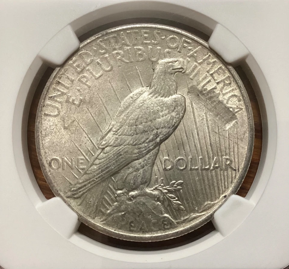 NGC AU58 Mint Error Reverse Lamination United States 1925 Peace Silver Dollar - Image 3 of 4