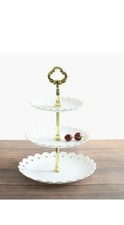 Présentoir de service rond à gâteaux support à cupcakes à 3 niveaux plateau à dessert mariage