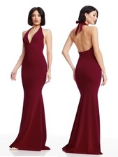 Dress the Population Camden Dress Backless Halter Mermaid Gown Size Medium NEW