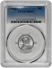 1943 S 1c Lincoln Steel Wheat Cent PCGS MS 65 Grey Toning