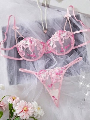 Ladies Summer Embroidered Lingerie Set Contrast Colours Cheap24