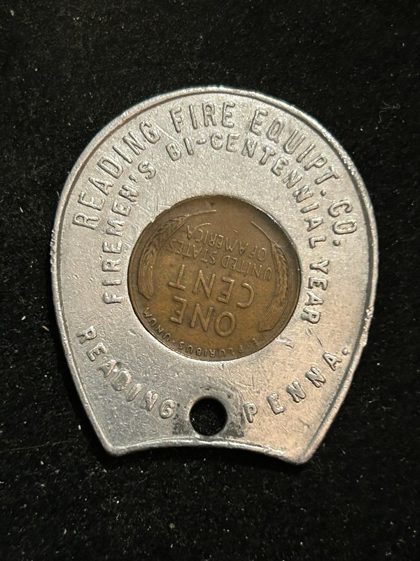 1947 Reading Pennsylvania Encased Cent Token Reading Fire Equipment Co. PA247
