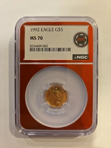 1992 American Gold Eagle $5 1/10 oz MS70 Gem Uncirculated Coin NGC