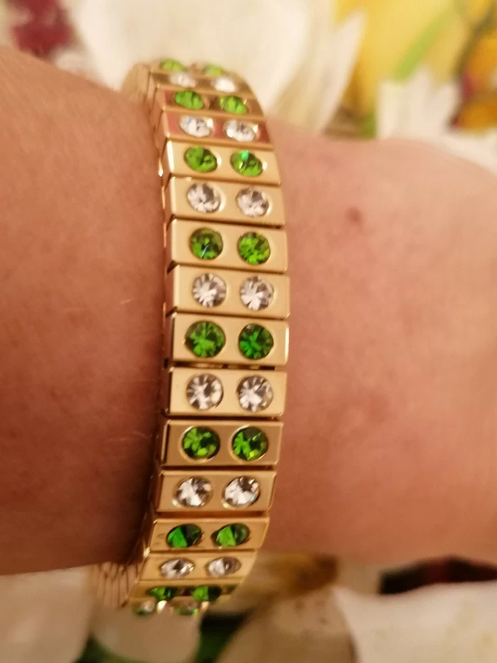 2ct GreenTopaz Bracelet 24kt Gold Jewelry for women Peridot Gem Braclet Gift Hmd - Image 3 of 4