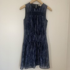 Michael by Michael Kors Womens Mini Dress 4 Blue Sleeveless Smocked Chiffon