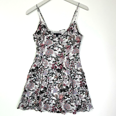 American eagle floral sun dress size 2 purple green white corset lace back  | eBay