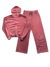 Athletic Works Pink Velour Hoodie  Wide-Leg Pants Set L 9044