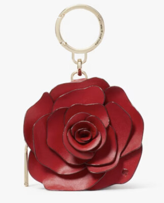 NWT Kate Spade Rose Flora 3D Coin Purse Bag Charm Red Novelty Gift