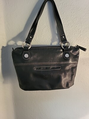 FOSSIL HANOVER BLACK LEATHER SATCHEL BAG ZB 2870