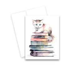 12 All Occasion Cat Greeting Cards Blank w/ Envelopes - Watercolor Kitten Cards