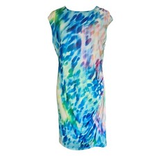 Pied A Terre Abstract Print Stretch Dress Multicolour Bodycon UK 16 Summer